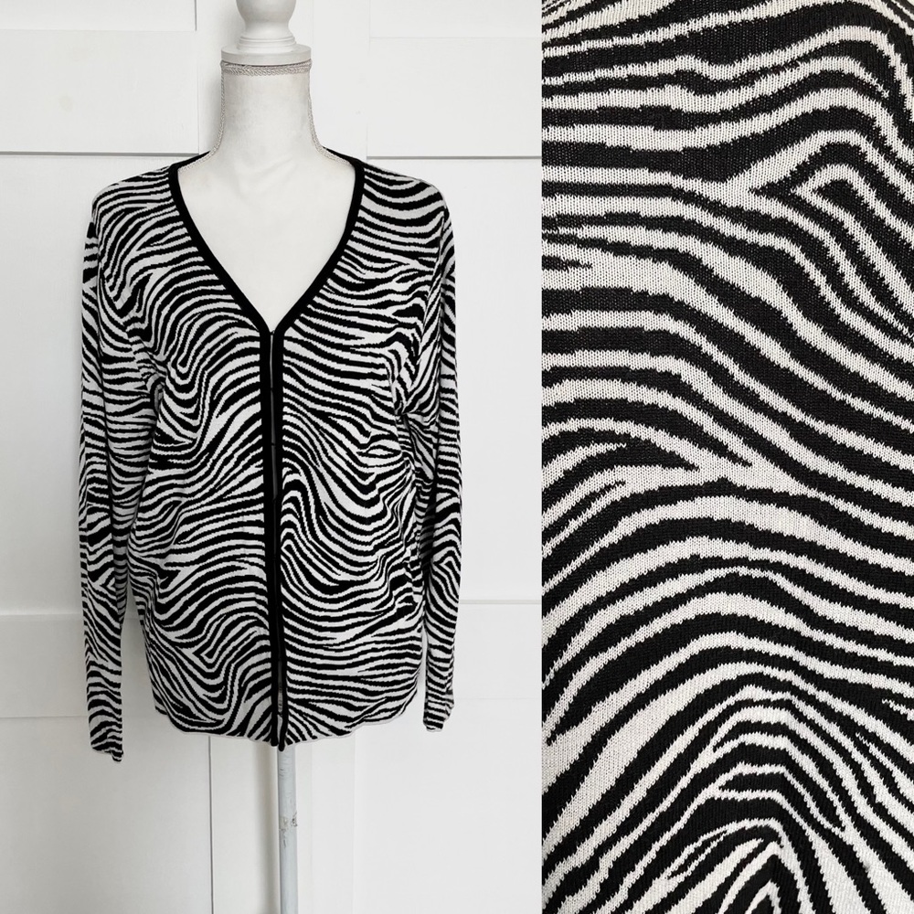 Black & White Zebra Print Cardigan Size 14-16
